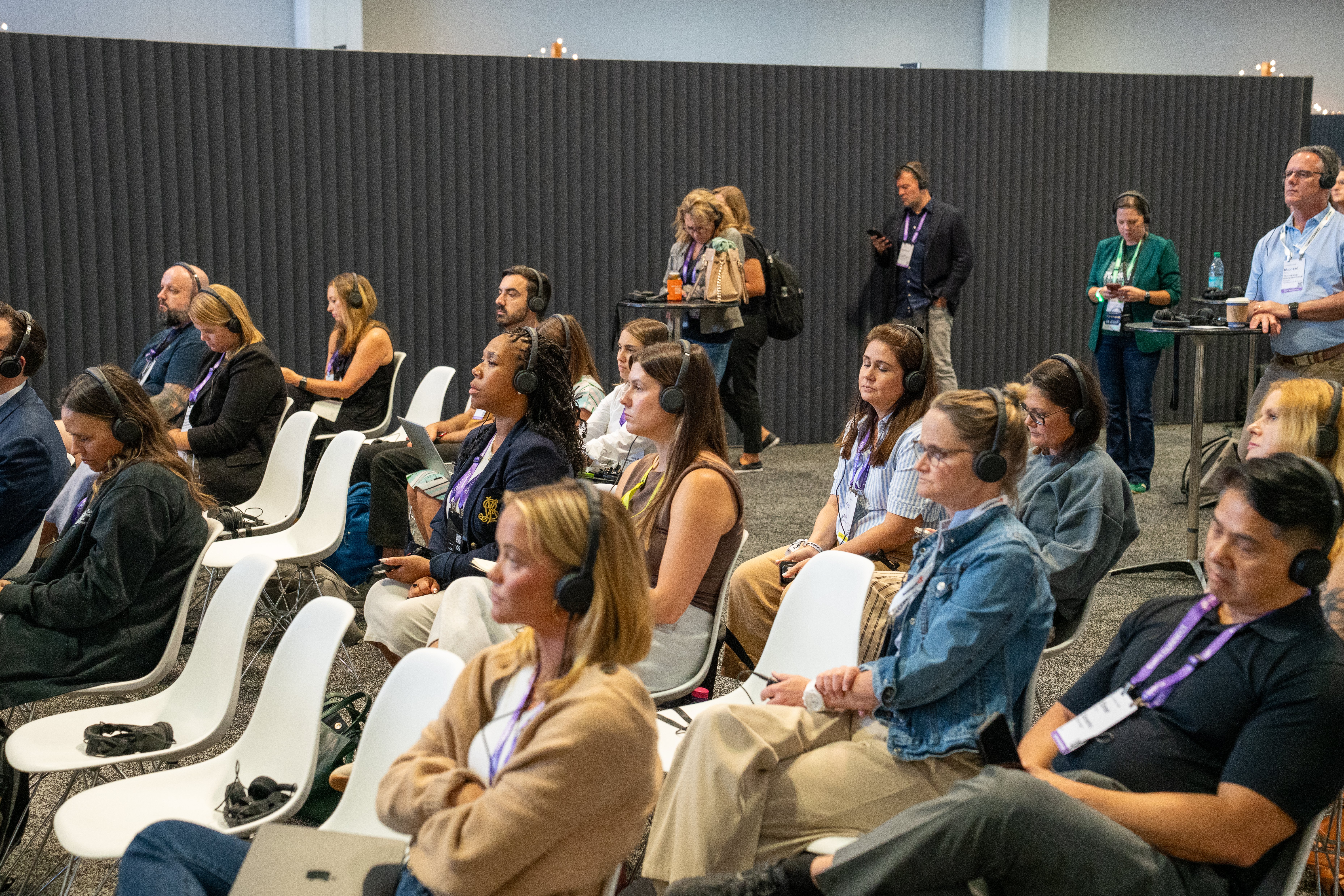 Group of attendees in a silent theater